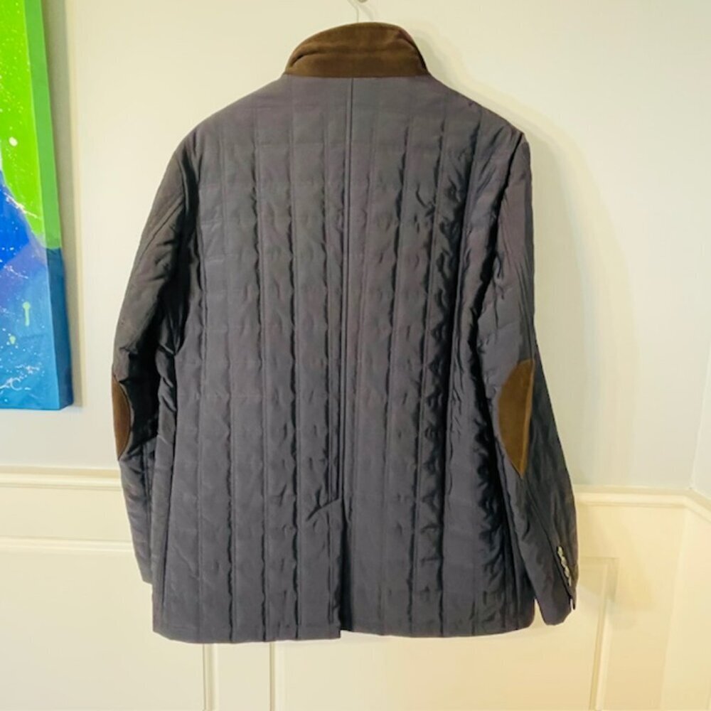 Riviera Red Quilted Jacket Water Repellent Elbow Patches Sueded Collar NWT 46R - Picture 2 of 11